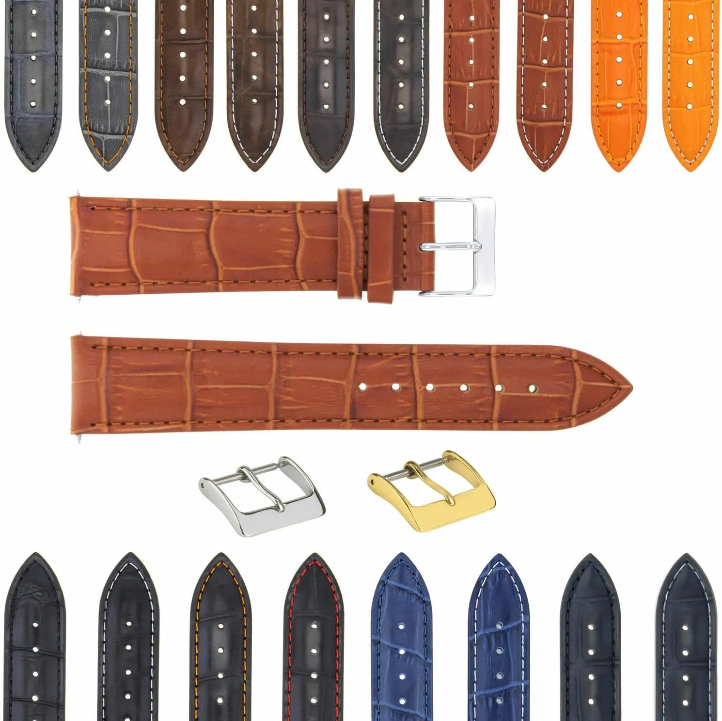 Leather Watch deal amass deliberate permeate Band Strap With Deployment Clasp Compatible With Bulova Watch 3B Ewatchparts 17-24mm 