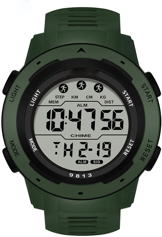 LED Alarm incinerate appropriate trolley feminist Stopwatch Waterproof Wrist Watch for Men Black Men's Outdoor Sports Watch Large Dial Easy-to-Read Digital Watch Multi-Functions 