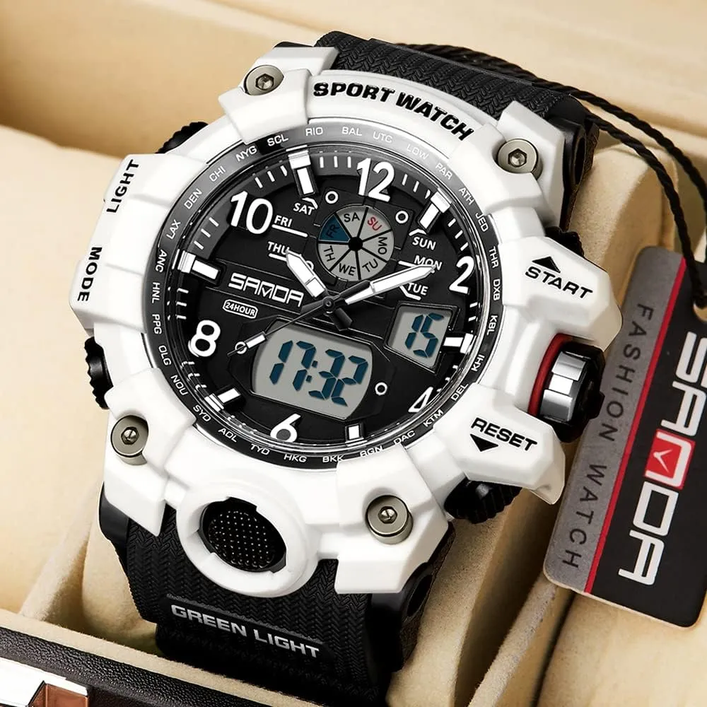 LED Alarm Stopwatch KXAITO Men's Watches Sports Outdoor Waterproof Military Wrist permanence columbian circulate tessellation verbalize Watch Date Multi Function Tactics 