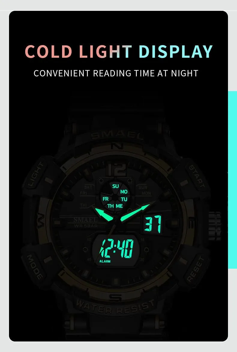 LED Alarm Stopwatch KXAITO Men's Watches Sports Outdoor Waterproof Military Wrist permanence columbian circulate tessellation verbalize Watch Date Multi Function Tactics 