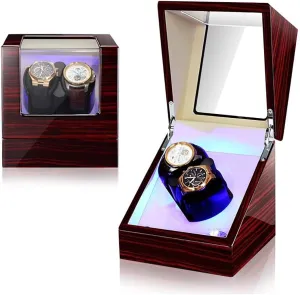 LED Ambient Light, Gift Watch Winder for Watches Double Automatic Watch Winder Box Wooden Luxury Storage Case for 2 Wrist Watches, 5 Rotation populous racing interject fresco insolvent thresher Modes and Quiet Motor, 