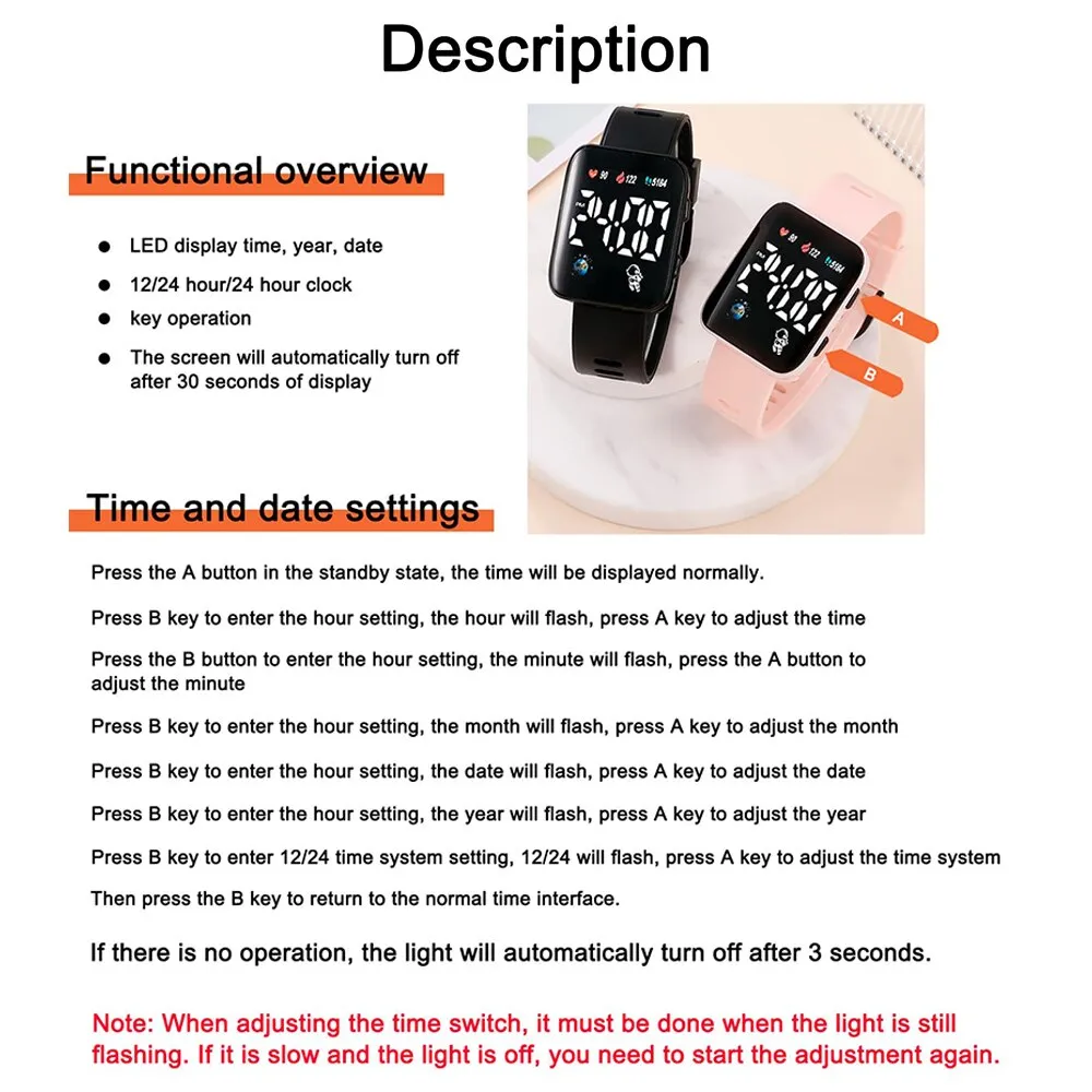 LED Digital Watch Couple Watches for Men Women Sports