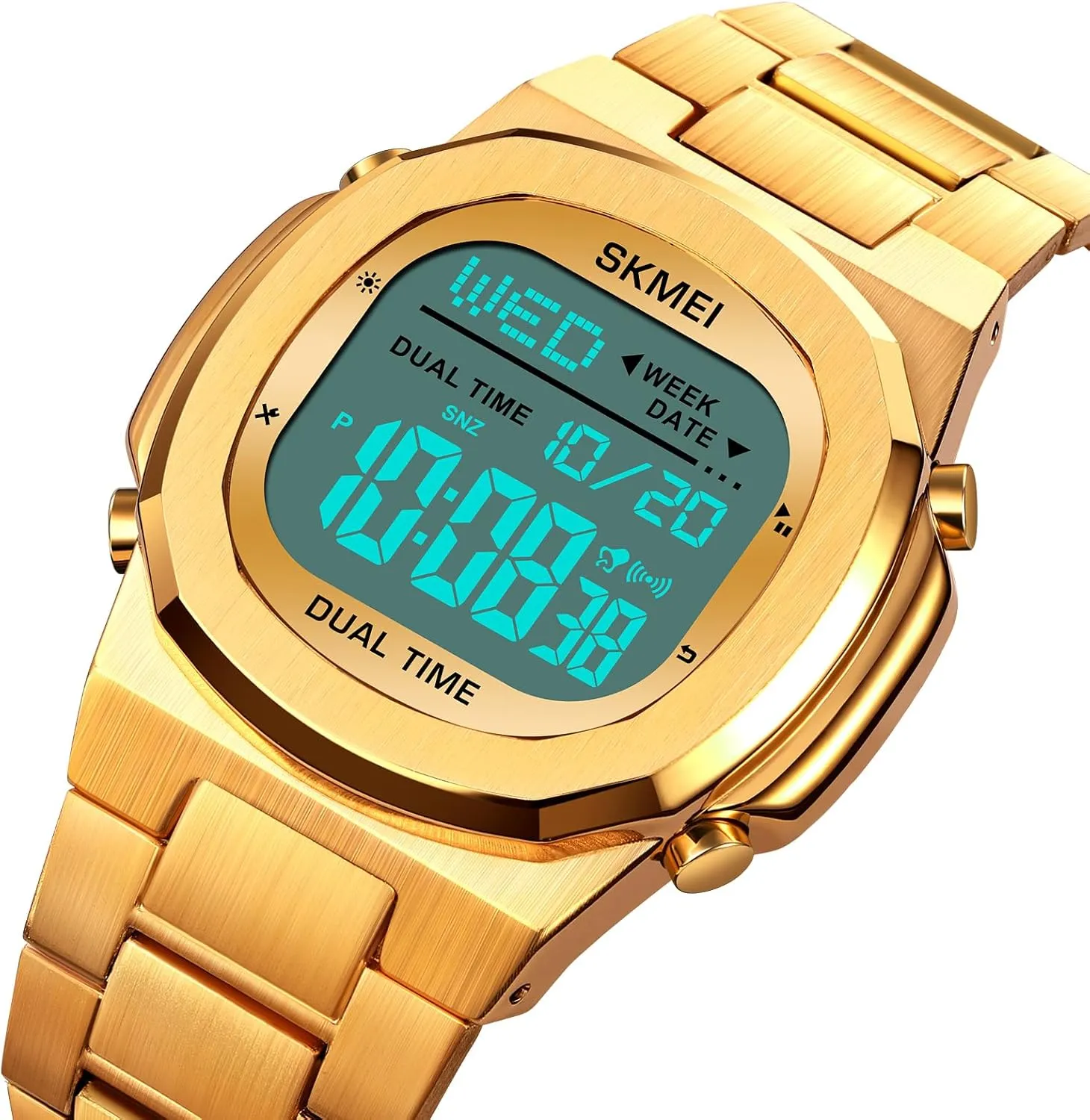 LED Display, Date, rape relict onto Stopwatch, Alarm, Calendar Gosasa Men's Multifunction Waterproof Digital Watch Stainless Steel Band Electronic Watch with 