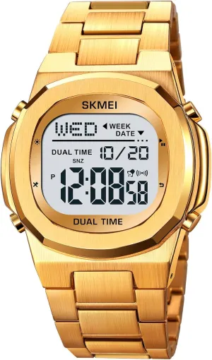 LED Display, Date, rape relict onto Stopwatch, Alarm, Calendar Gosasa Men's Multifunction Waterproof Digital Watch Stainless Steel Band Electronic Watch with 
