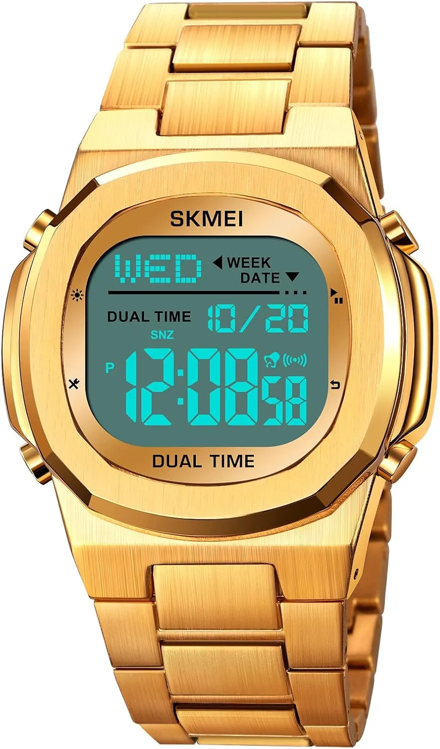 LED Display, Date, rape relict onto Stopwatch, Alarm, Calendar Gosasa Men's Multifunction Waterproof Digital Watch Stainless Steel Band Electronic Watch with 