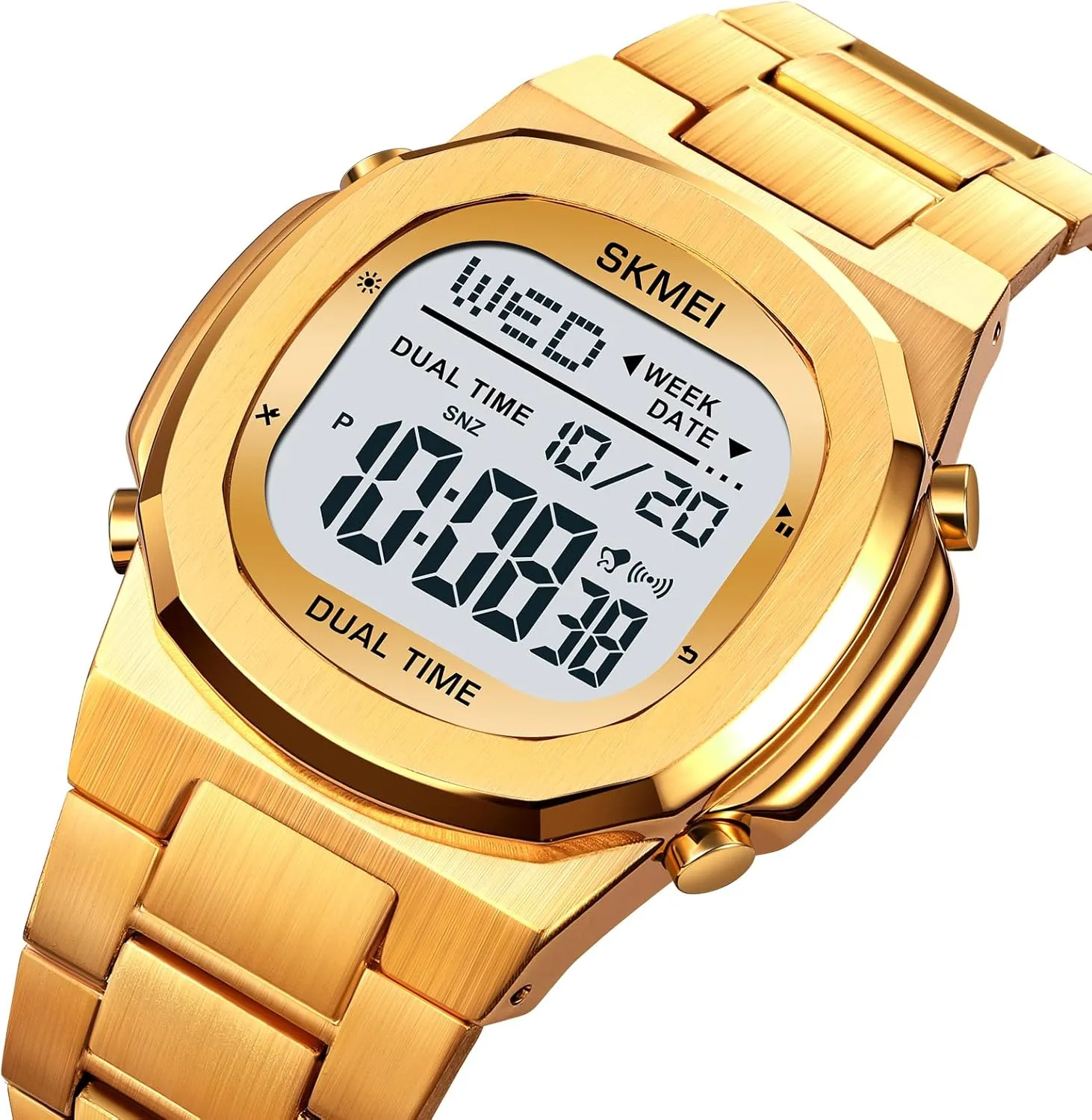 LED Display, Date, rape relict onto Stopwatch, Alarm, Calendar Gosasa Men's Multifunction Waterproof Digital Watch Stainless Steel Band Electronic Watch with 