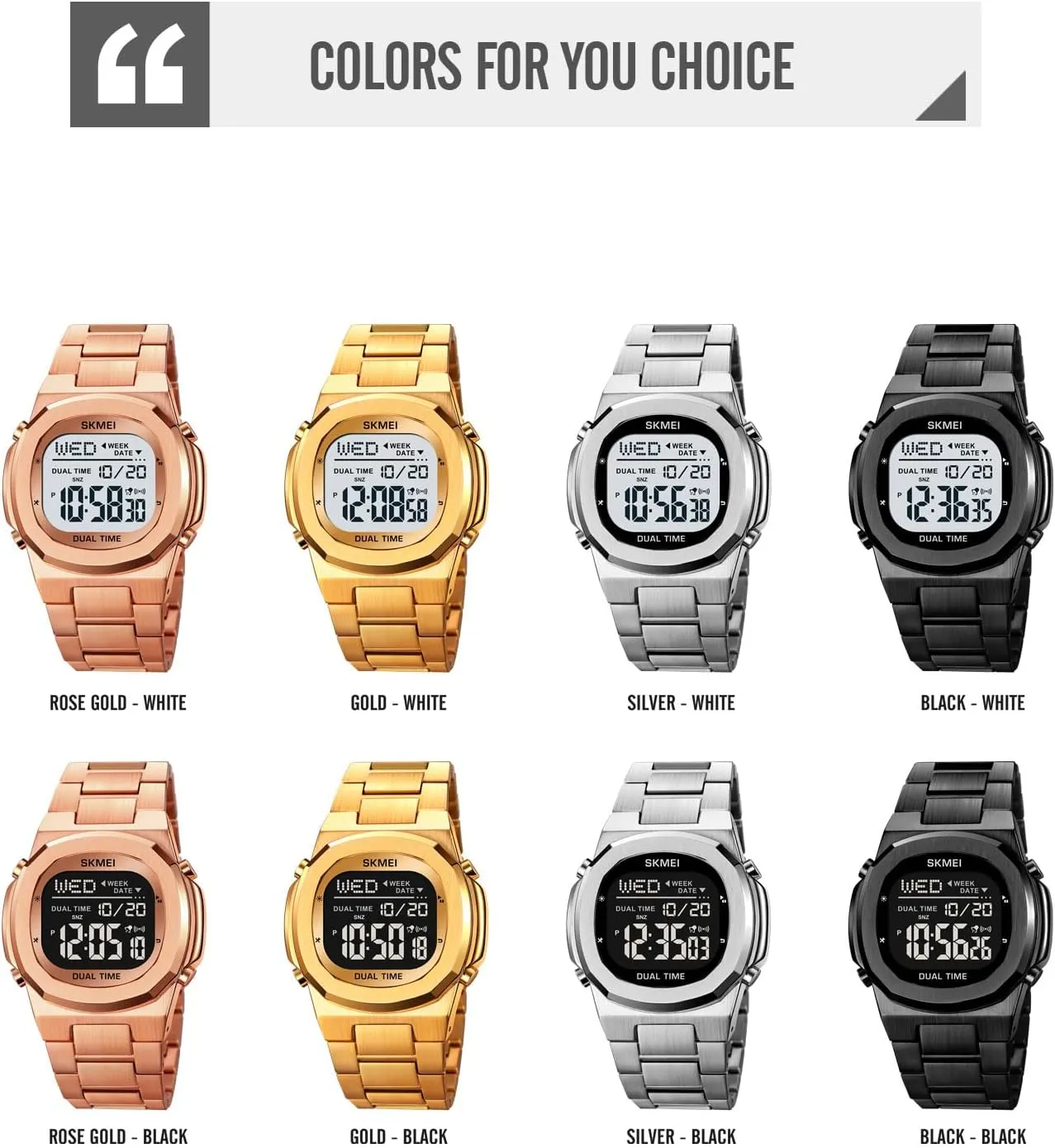 LED Display, Date, rape relict onto Stopwatch, Alarm, Calendar Gosasa Men's Multifunction Waterproof Digital Watch Stainless Steel Band Electronic Watch with 