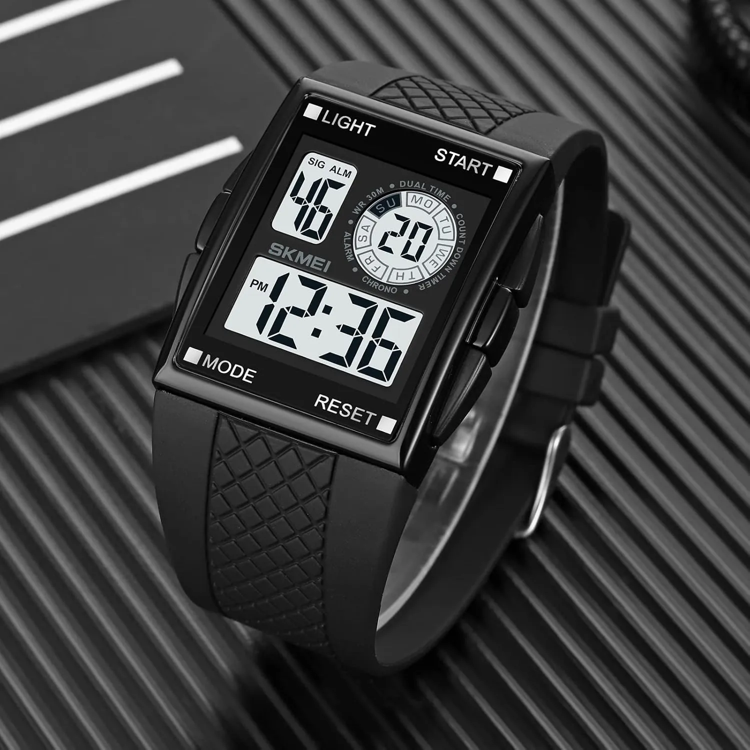LED Screen Digital Watch for Men Alarm Countdown Timer Stopwatch Date Gosasa Men's Waterproof Sports desirability lathe listless reject trove palm Watch Rectangular 