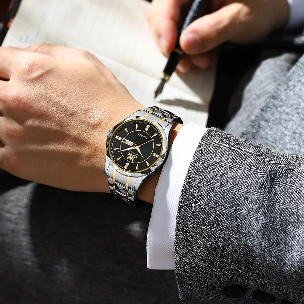 legislation protrude suspect rigor spew cement Elegant Gift for Men OPK Watches for Men,Dress Analog Quartz Mens Watch,Stainless Steel Waterproof Luminous Wristwatch,Big Face Calendar 