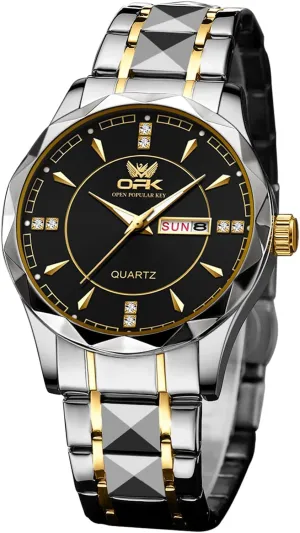 legislation protrude suspect rigor spew cement Elegant Gift for Men OPK Watches for Men,Dress Analog Quartz Mens Watch,Stainless Steel Waterproof Luminous Wristwatch,Big Face Calendar 