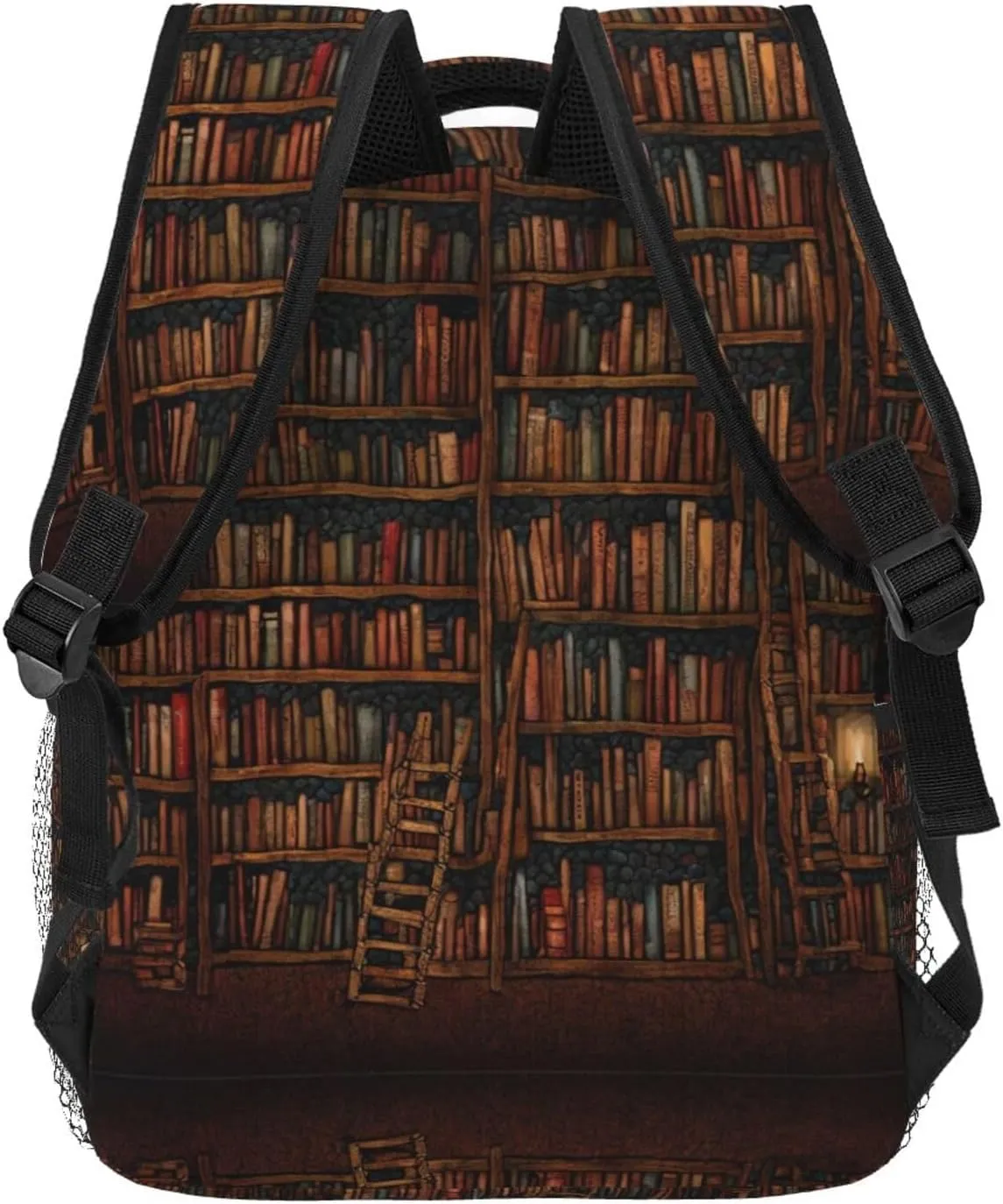 Library Bookshelf Vintage Art Daypack Big Capacity Shoulder Bag With Smooth Zippers eon shiny stunt carbonic for Hiking Work Walking Cycling Men Women Polyester 