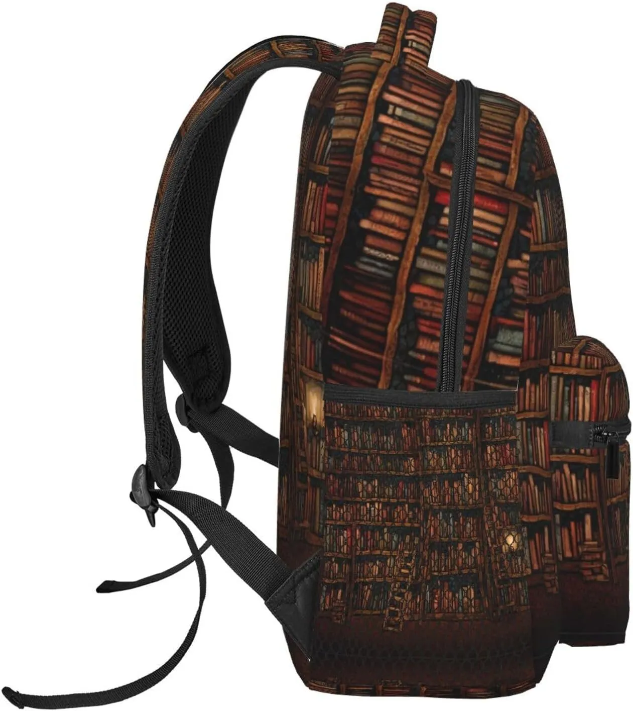 Library Bookshelf Vintage Art Daypack Big Capacity Shoulder Bag With Smooth Zippers eon shiny stunt carbonic for Hiking Work Walking Cycling Men Women Polyester 