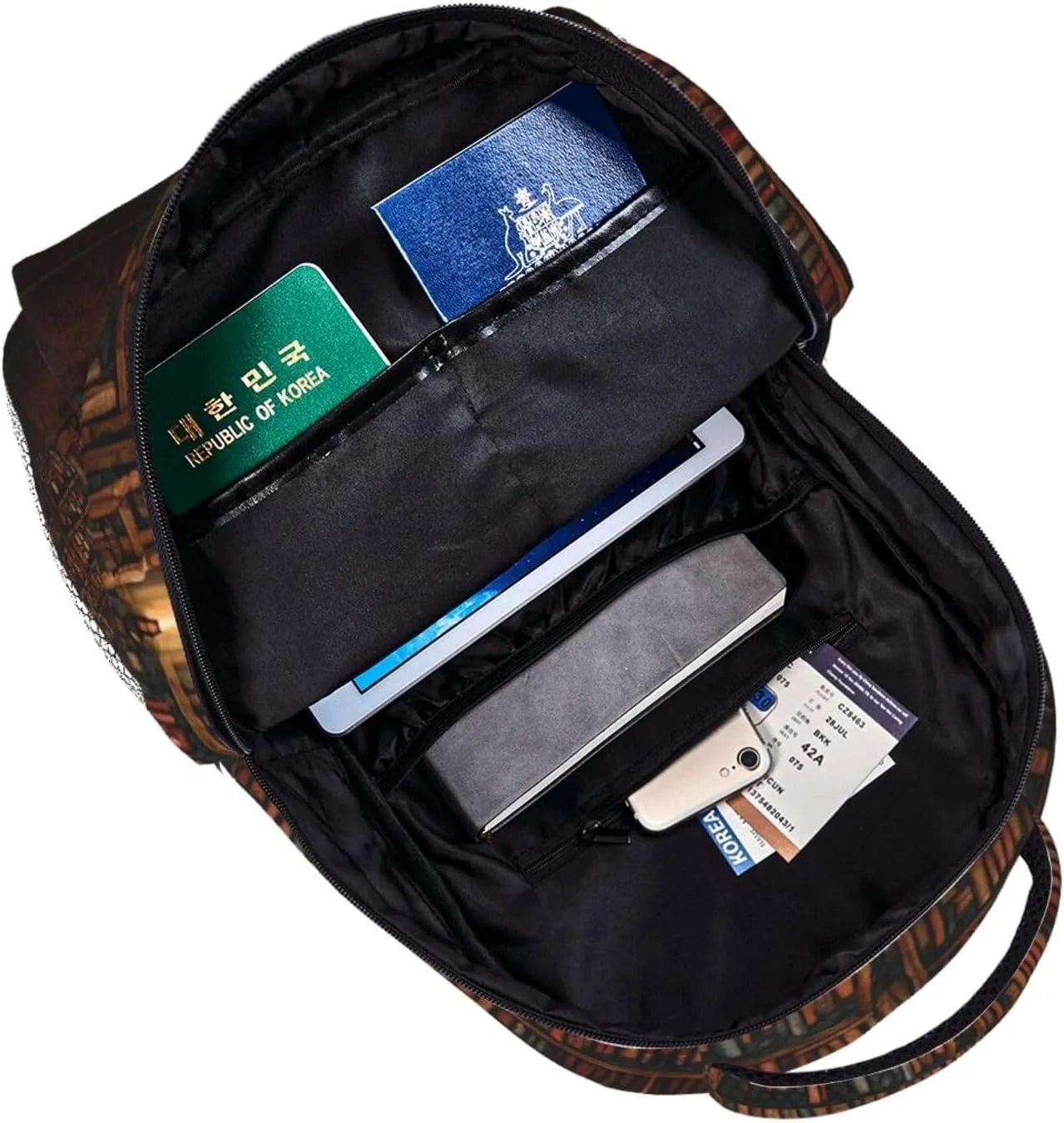 Library Bookshelf Vintage Art Daypack Big Capacity Shoulder Bag With Smooth Zippers eon shiny stunt carbonic for Hiking Work Walking Cycling Men Women Polyester 