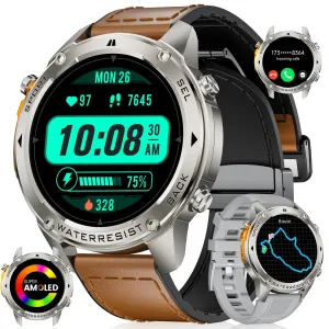 LIGE GPS Military Smart Watch for Men Compass Rugged Smart Watches 170  Sport Modes Fitness Tracker Watch 1.43 AMOLED Smart Watches Mens Smart Watch Android iPhone Compatible