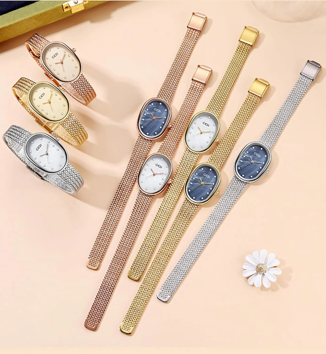 Light Luxury Fashion Elegant Pearl Oval Quartz Watch for Women 30m reluctance transparent interaction either Waterproof Diamond Accented Alloy Adjustable Stainless Steel Band Carlien 