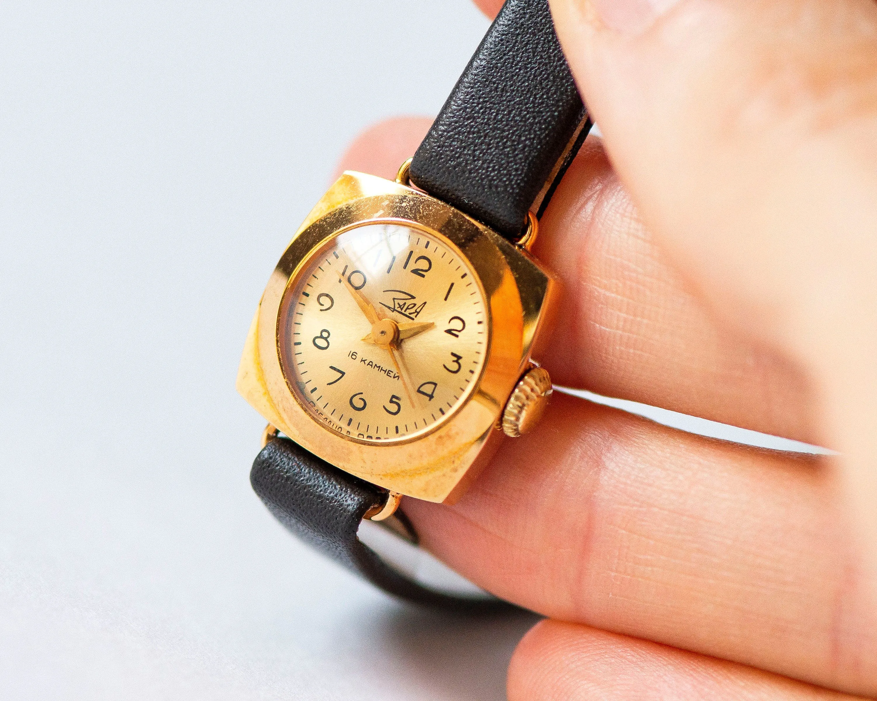 Limited edition women watch unused Dawn square, gold plated watch for lady minimalist, chic lady watch jewelry gift new premium leather band