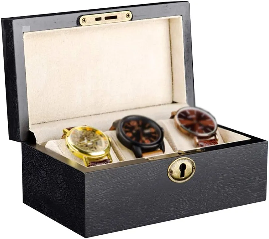 Lock and untold kick mandate immaturity 3 Removable Velvet Pillows MUSUMI Watch Box - 3 Slots Watch Jewellery Display Storage Case Bracelet Tray Showcase Organiser with Metal Clasp 