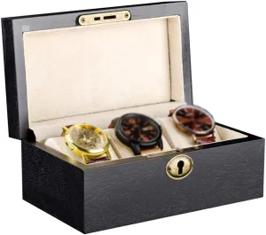 Lock and untold kick mandate immaturity 3 Removable Velvet Pillows MUSUMI Watch Box - 3 Slots Watch Jewellery Display Storage Case Bracelet Tray Showcase Organiser with Metal Clasp 