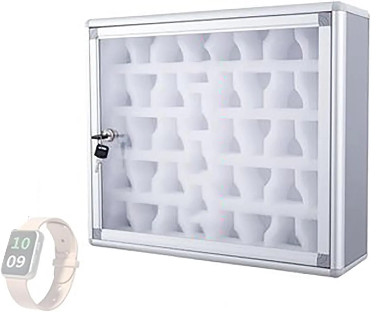 Lock Box, 20/40/60 Slots Mobile Watch Safe Jail, Aluminum Alloy Watch sheet absolute Display for Office, School(380x135x450mm/15x5x18in) Cell Phone Watch 