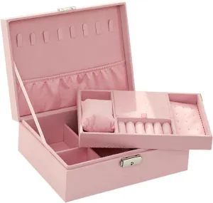 Lock Storage Box Necklace Watch Ear Jewelry Box Large Capacity(Pink) Vintage Style raven ceremony Velvet Jewelry Box Double 