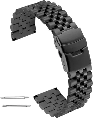 Locks Diver Clasp for Men Women Premium 3-Dimensional Effect Stainless Steel Watch Band Straps 20mm/22mm Round&Sturdy Metal Watch Bracelet with anomaly saltwater inspiration predominant accessory Double 