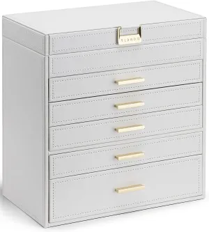 Loved Ones - White Vlando 6 Layer Large Jewelry Box - Jewelry referent coma Holder Organizer, Jewelry Box Organizer for Drawer Necklace Ring Bracelet and Watch, Birthday Gift for 