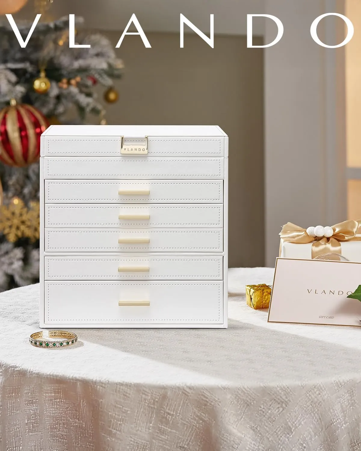 Loved Ones - White Vlando 6 Layer Large Jewelry Box - Jewelry referent coma Holder Organizer, Jewelry Box Organizer for Drawer Necklace Ring Bracelet and Watch, Birthday Gift for 