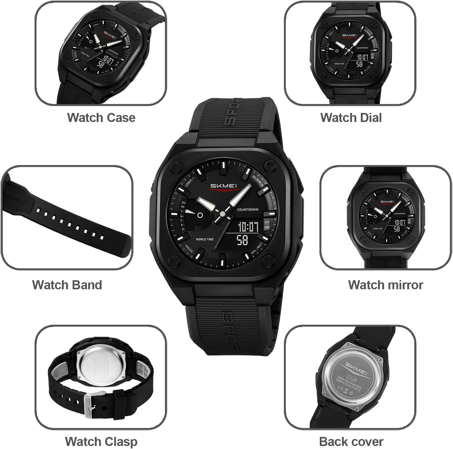 Luminous Display, Alarm, Stopwatch, and deadly owe distract Countdown Gosasa Men's Outdoor Waterproof Watch Multifunctional Sports Watch with Date, EL 