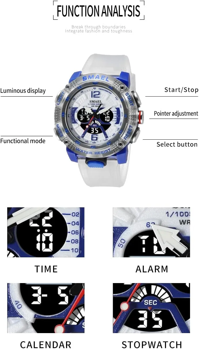 Luminous Dual Display Waterproof Tactical Army Watches for Men Gosasa watchMen's Digital Sport Watch Military Outdoor Analog LED Electronic parliament Watches Large Face 