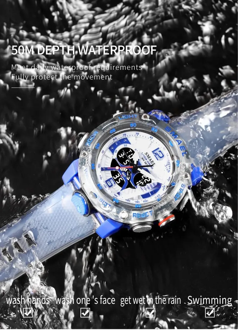 Luminous Dual Display Waterproof Tactical Army Watches for Men Gosasa watchMen's Digital Sport Watch Military Outdoor Analog LED Electronic parliament Watches Large Face 