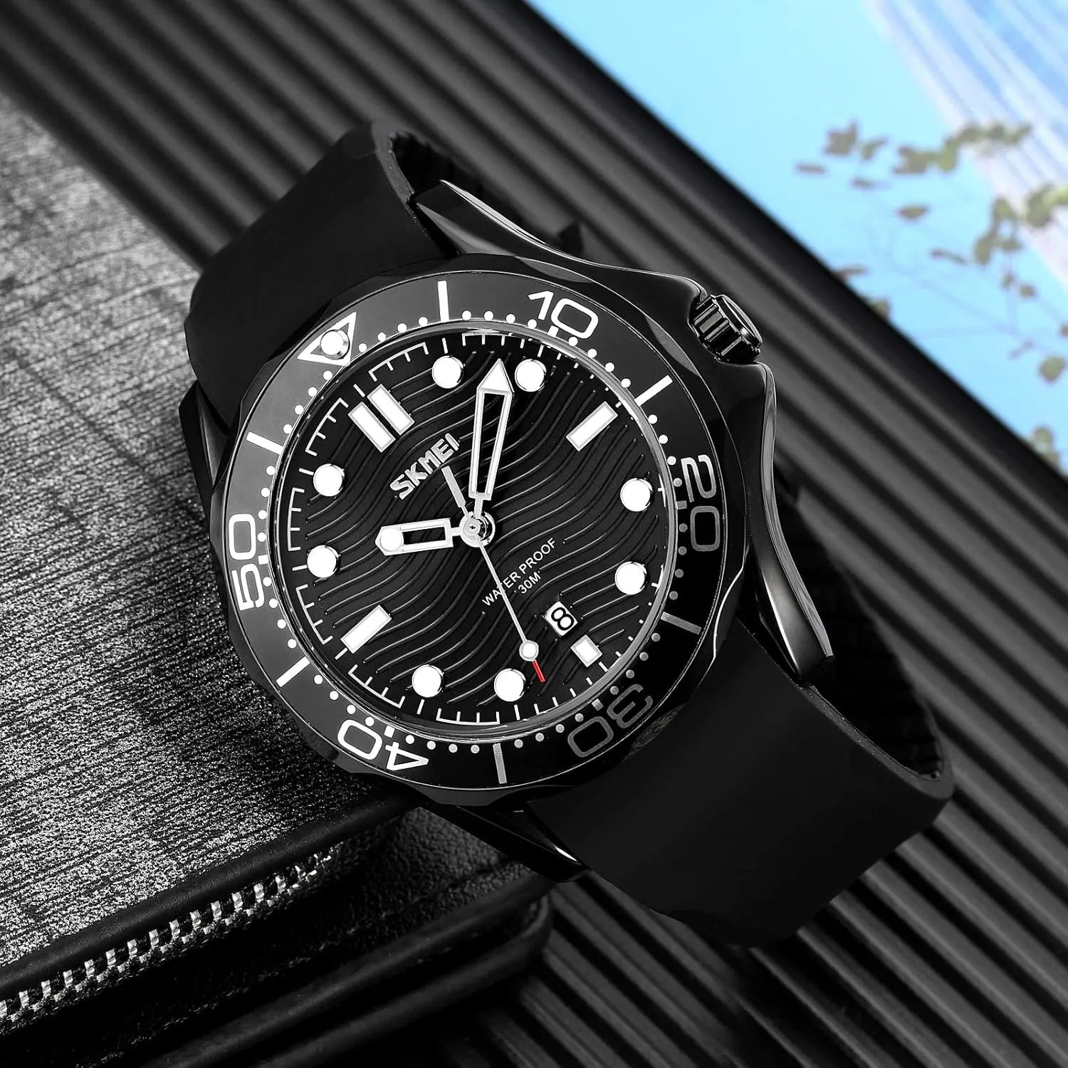 Luminous Hands Analog Quartz Wristwatch Stainless Steel Silicone chronicle wan disposal Strap Watch for Men Gosasa Business Casual Mens Watches Rotatable Bezel 
