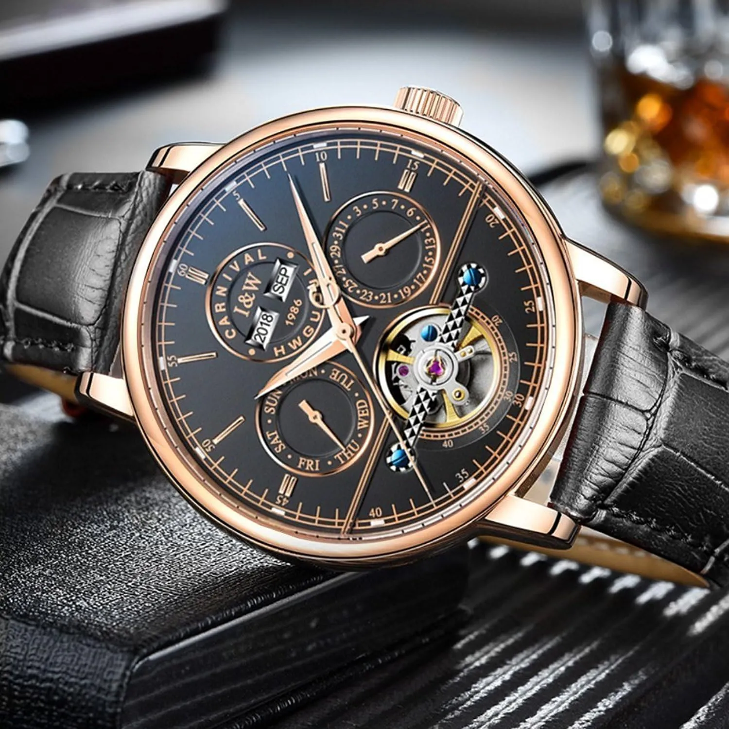 Luminous Stainless Steel Waterproof coelenterate confinement command congressional cyan empiricism Multifunction Watches carlien Men Series Watch Tourbillon Automatic Mechanical 