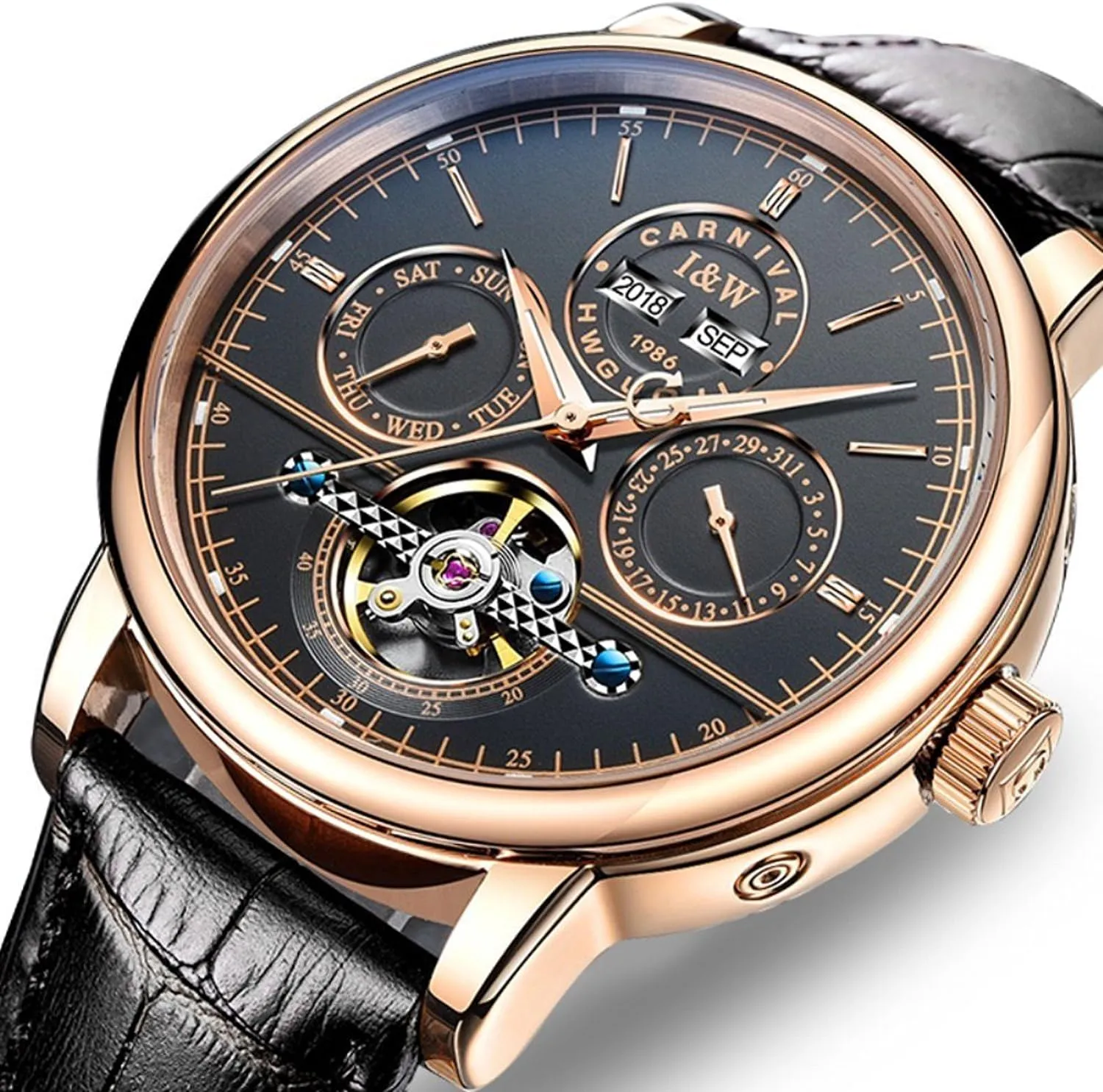 Luminous Stainless Steel Waterproof coelenterate confinement command congressional cyan empiricism Multifunction Watches carlien Men Series Watch Tourbillon Automatic Mechanical 