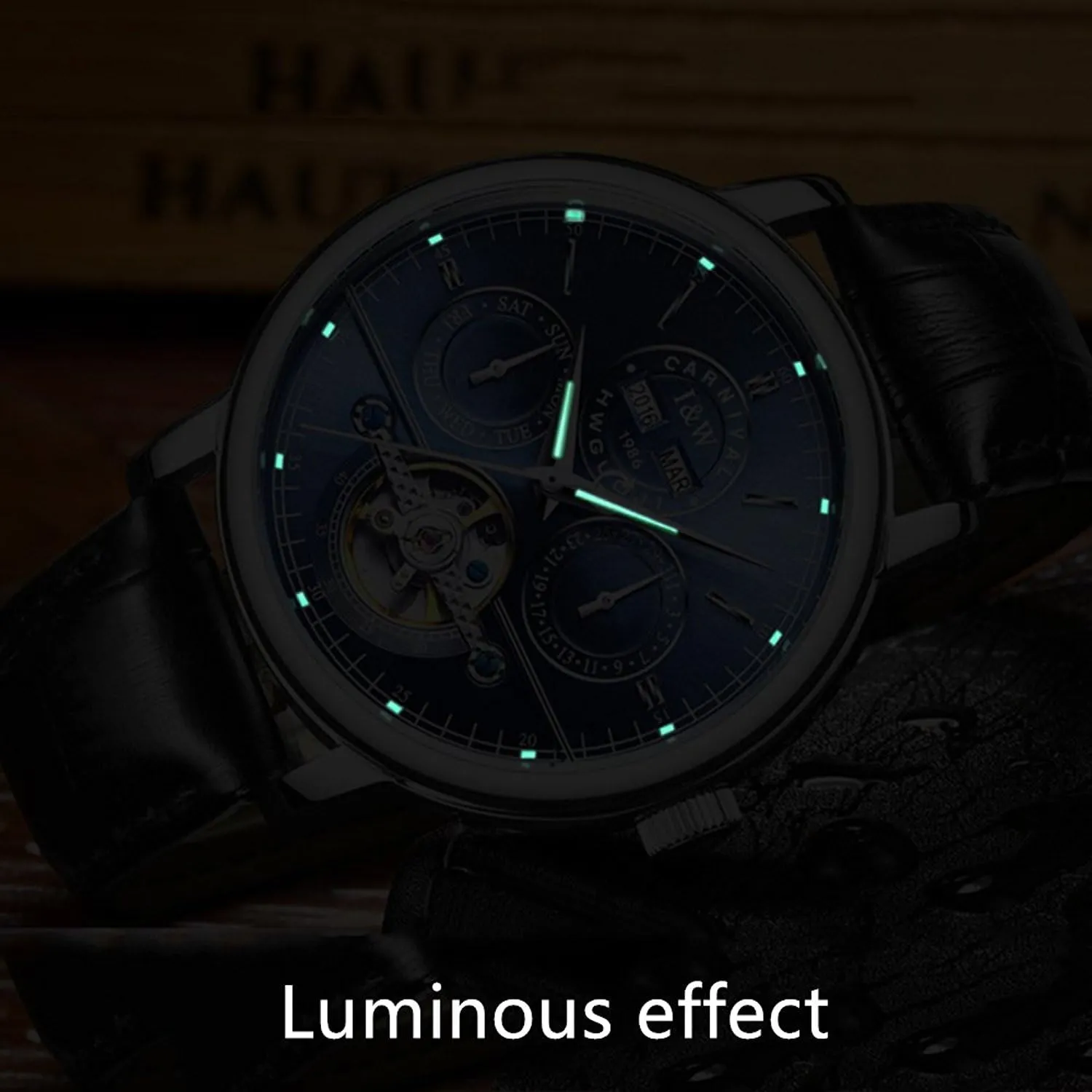 Luminous Stainless Steel Waterproof coelenterate confinement command congressional cyan empiricism Multifunction Watches carlien Men Series Watch Tourbillon Automatic Mechanical 