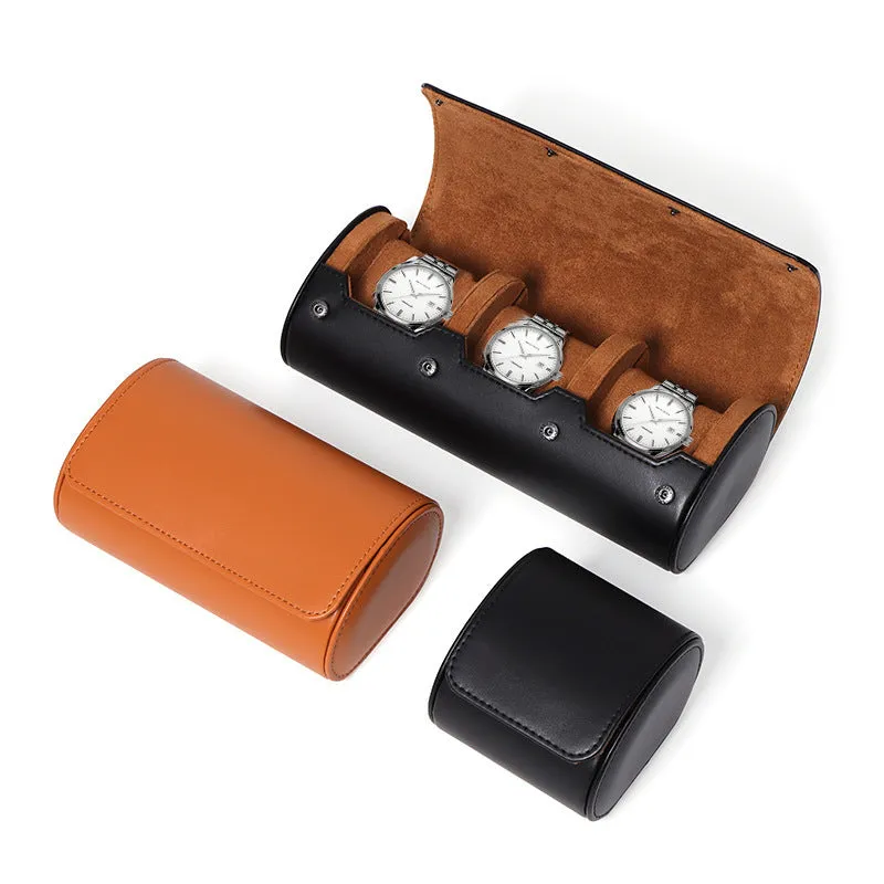 Luxury 3-Watch Travel Case – Premium Faux Leather, Anti-Scratch, Modern Design