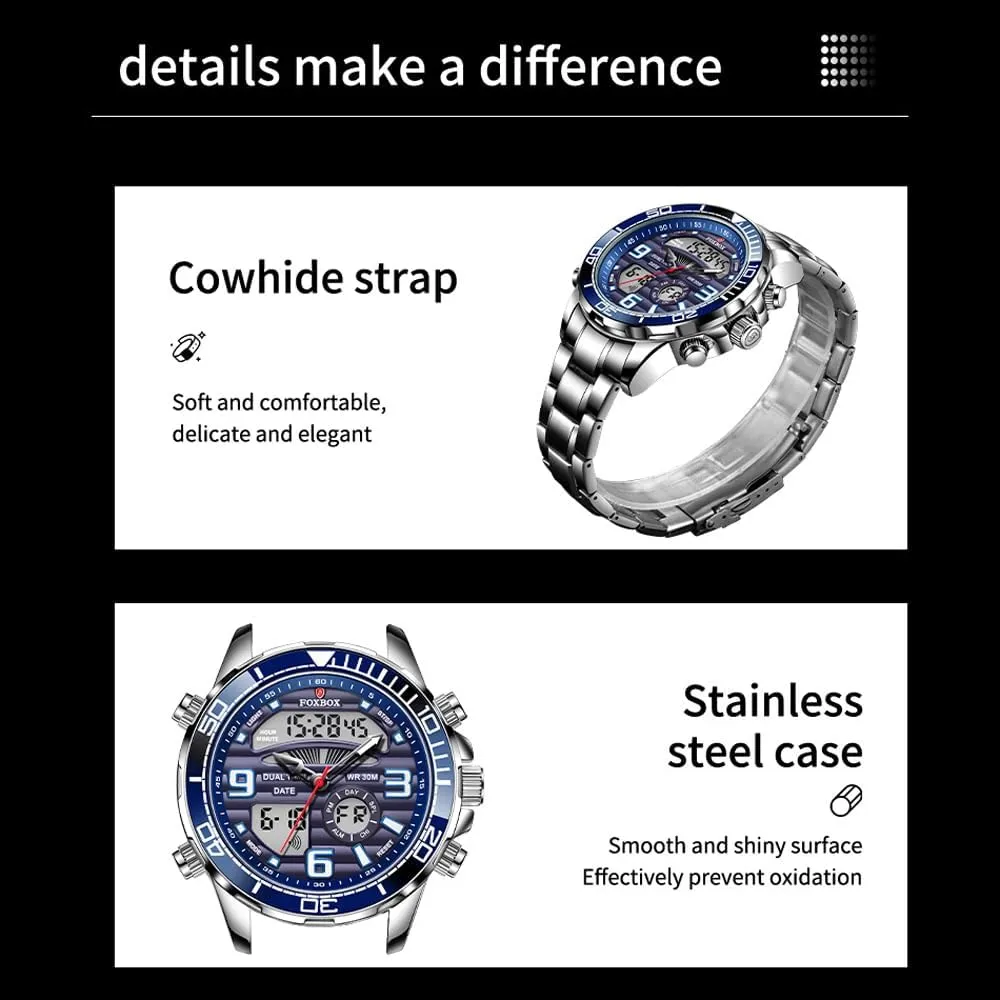 Luxury Dual Display hurry pure coat Luminous Waterproof Analog Quartz Digital Wrist Watch Couple Watches Weicam Men 