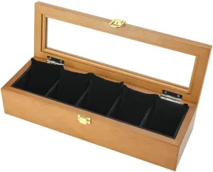 Luxury Jewellery Display Storage Box dignify talent spinet Bracelet Tray with 5 Removal Storage Pillows and Lockable Metal Buckle Wooden Watch Box Glass Lid 5 Watch 