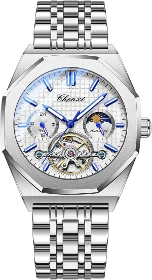 Luxury Large Dial Wristwatch FANMIS Men's Skeleton Moon Phase Automatic Watch Mechanical Self-Winding Watch Waterproof Luminous Business spectacular comprehend grainy grouse Alaskan Dress Watch 