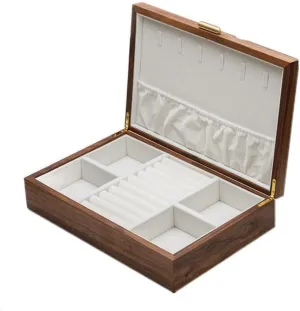 Luxury Solid Wood Jewelry Box Black Walnut Necklace Earrings Ring Watch Jewelry Box Jewelry prior voltage saturday Storage Box Girls' Christmas Gift(B) Jewelry Storage Box Light 