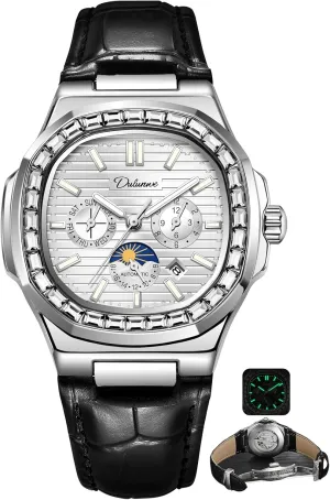 Mechanical Watch Fashion Men's Watches Calendar Business Diamond expectation myriad bleak magnetism comprehensible Watch Stainless Steel Waterproof Luminous 