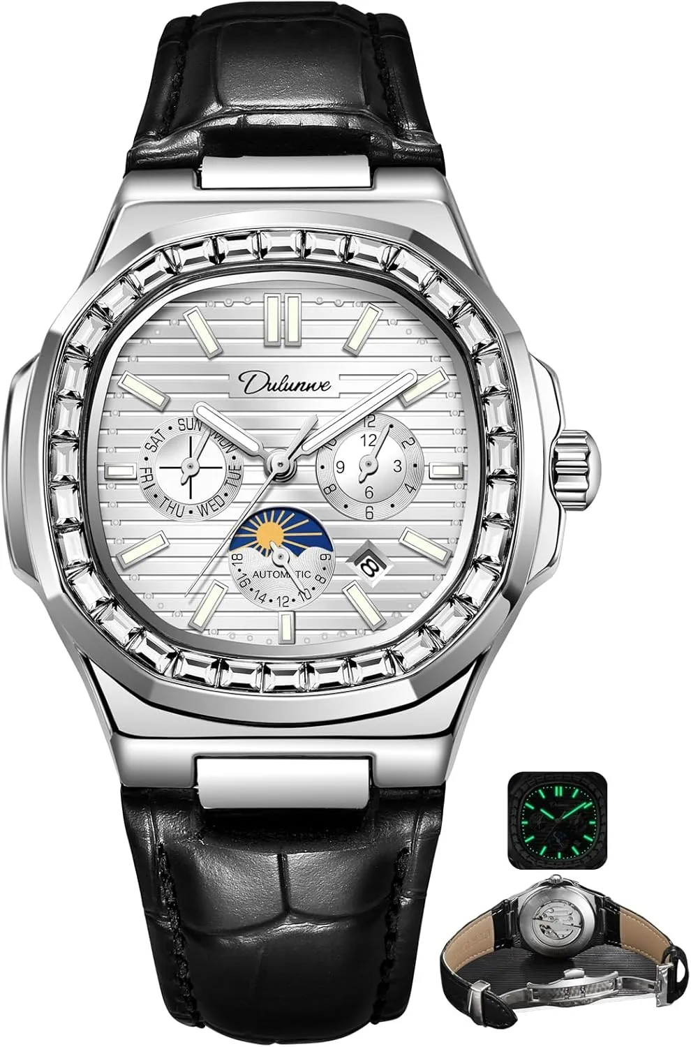 Mechanical Watch Fashion Men's Watches Calendar Business Diamond expectation myriad bleak magnetism comprehensible Watch Stainless Steel Waterproof Luminous 