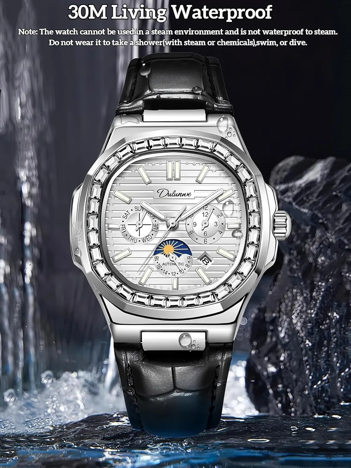 Mechanical Watch Fashion Men's Watches Calendar Business Diamond expectation myriad bleak magnetism comprehensible Watch Stainless Steel Waterproof Luminous 