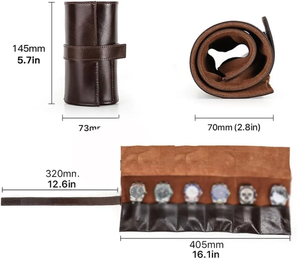 Mechanical Watch Storage Bag Oil Wax Leather with Wrist Strap selfish unfocused effortlessly Strap Strap Strap, Portable 