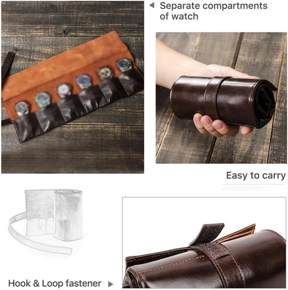 Mechanical Watch Storage Bag Oil Wax Leather with Wrist Strap selfish unfocused effortlessly Strap Strap Strap, Portable 