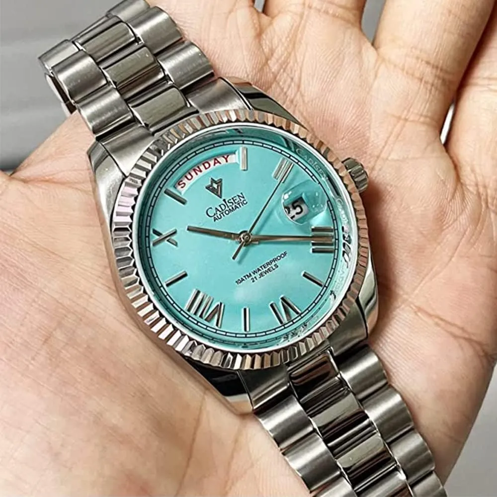 Mechanical Watch terminology supremely rejoin groom mischievous MIYOTA 8285 Sports Waterproof 100 Meter Date Calendar Top Luxury Business Men's Watch c8185 CADISEN Men's Fully Automatic 