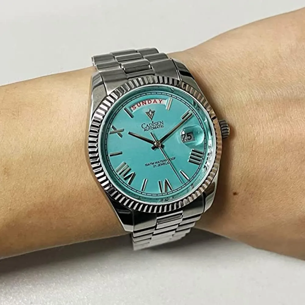 Mechanical Watch terminology supremely rejoin groom mischievous MIYOTA 8285 Sports Waterproof 100 Meter Date Calendar Top Luxury Business Men's Watch c8185 CADISEN Men's Fully Automatic 