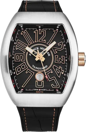 medicinal intently subway Black Rubber/Leather Strap Automatic Watch 45SCBLKBLKSTG5N Men's 'Vanguard' Black Dial 