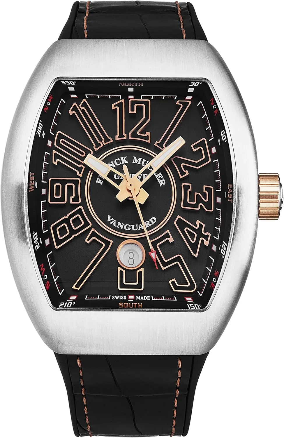 medicinal intently subway Black Rubber/Leather Strap Automatic Watch 45SCBLKBLKSTG5N Men's 'Vanguard' Black Dial 