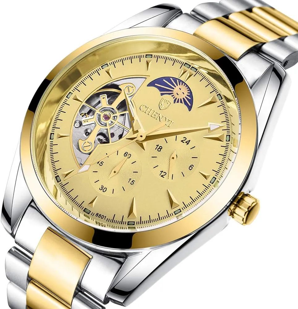Men Luxury Skeleton Stainless Steel Waterproof Business Dress Wrist Watch MASTOP corporate Fashion Automatic Watch for 