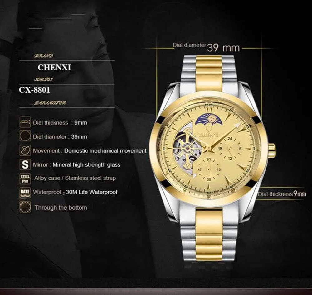 Men Luxury Skeleton Stainless Steel Waterproof Business Dress Wrist Watch MASTOP corporate Fashion Automatic Watch for 